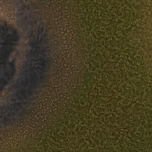 Close up of generated ground texture where gravel and rock meet grass.